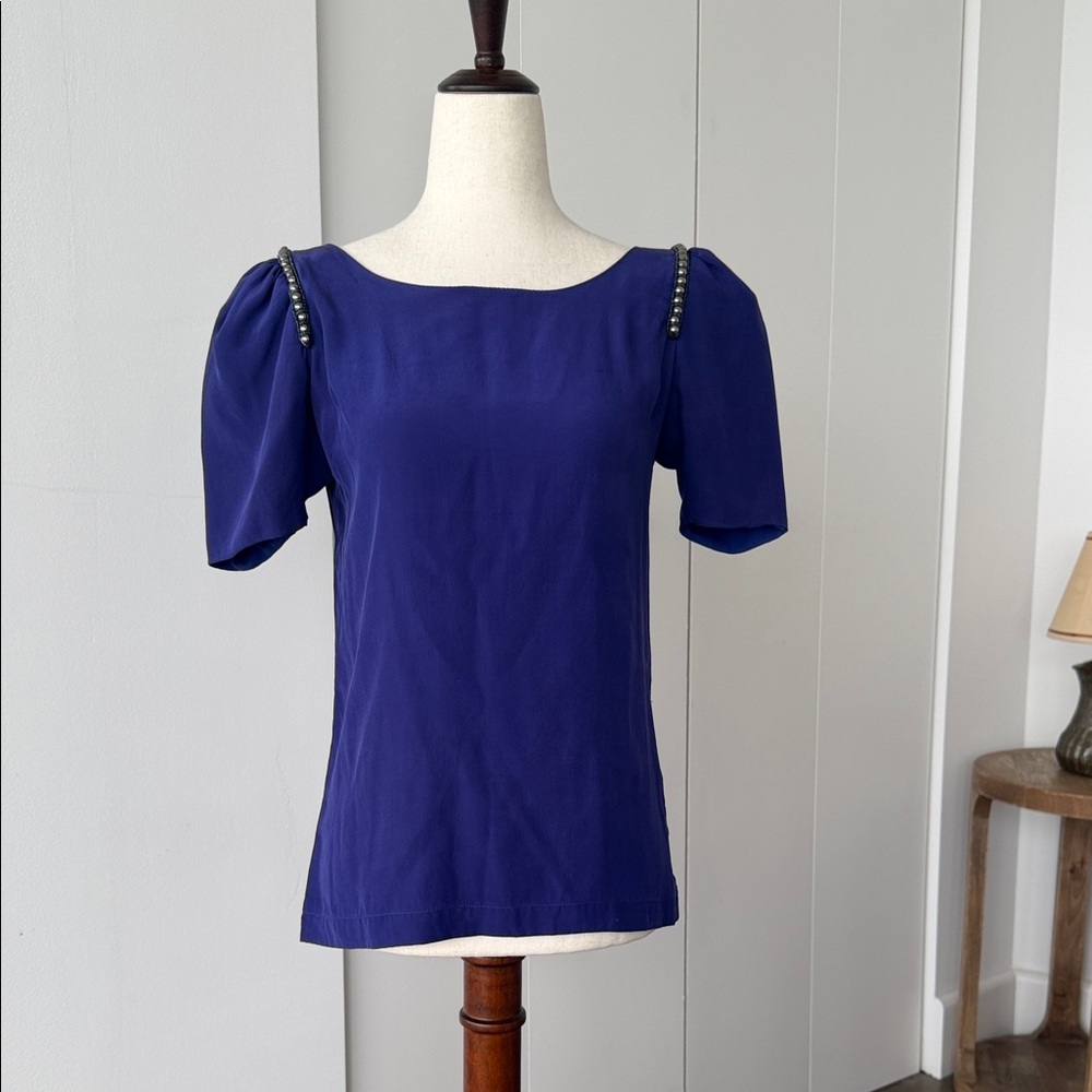 Ash Cobalt Blouse with Studded Shoulders